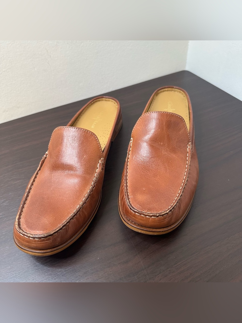 Cole Haan Brown Leather Ryan Mule Loafers, Size 11, Slip-On Flat Shoes, Preppy - Picture 16 of 16